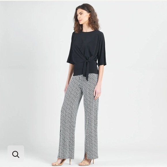 Clara Sun Woo-  Kick Front High Slit Pant - black & white - size S- worn 1x - Picture 1 of 7